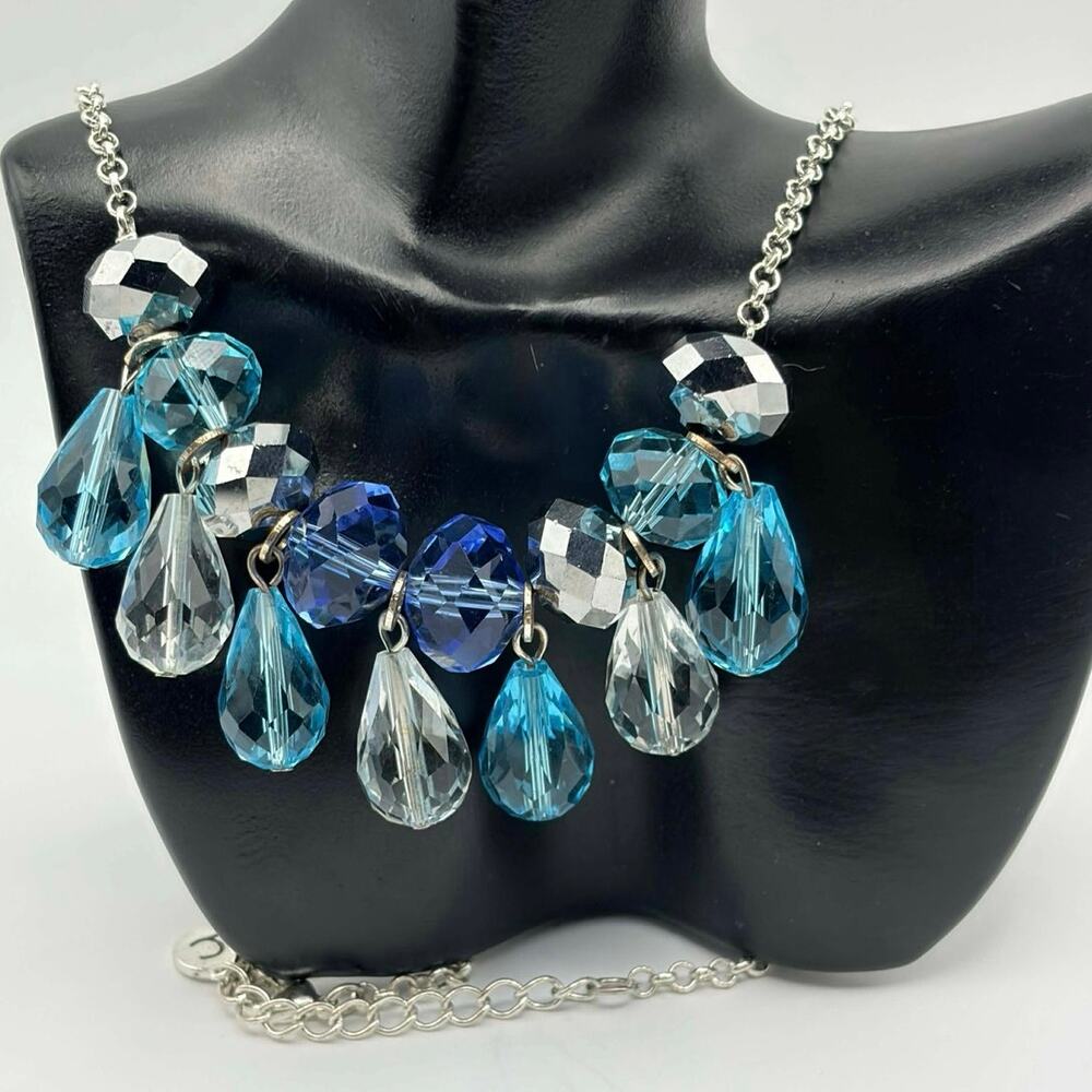 Y2K Blue & Silver Crystal Necklace
